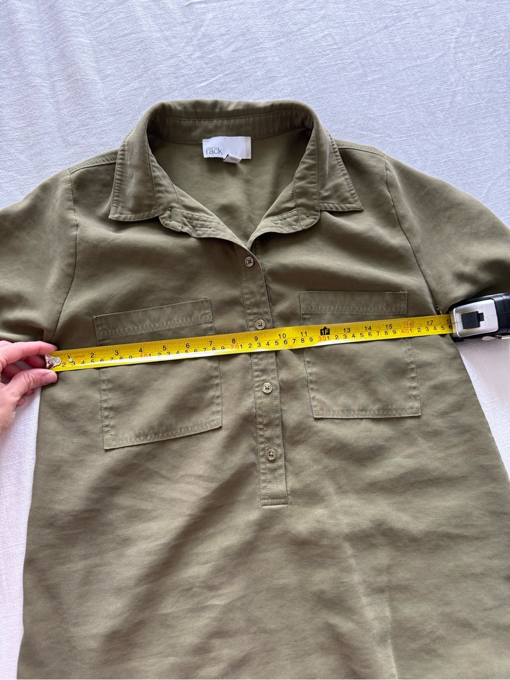 NORDSTROM RACK Olive Short Sleeve Shirt Dress - Picture 3 of 4